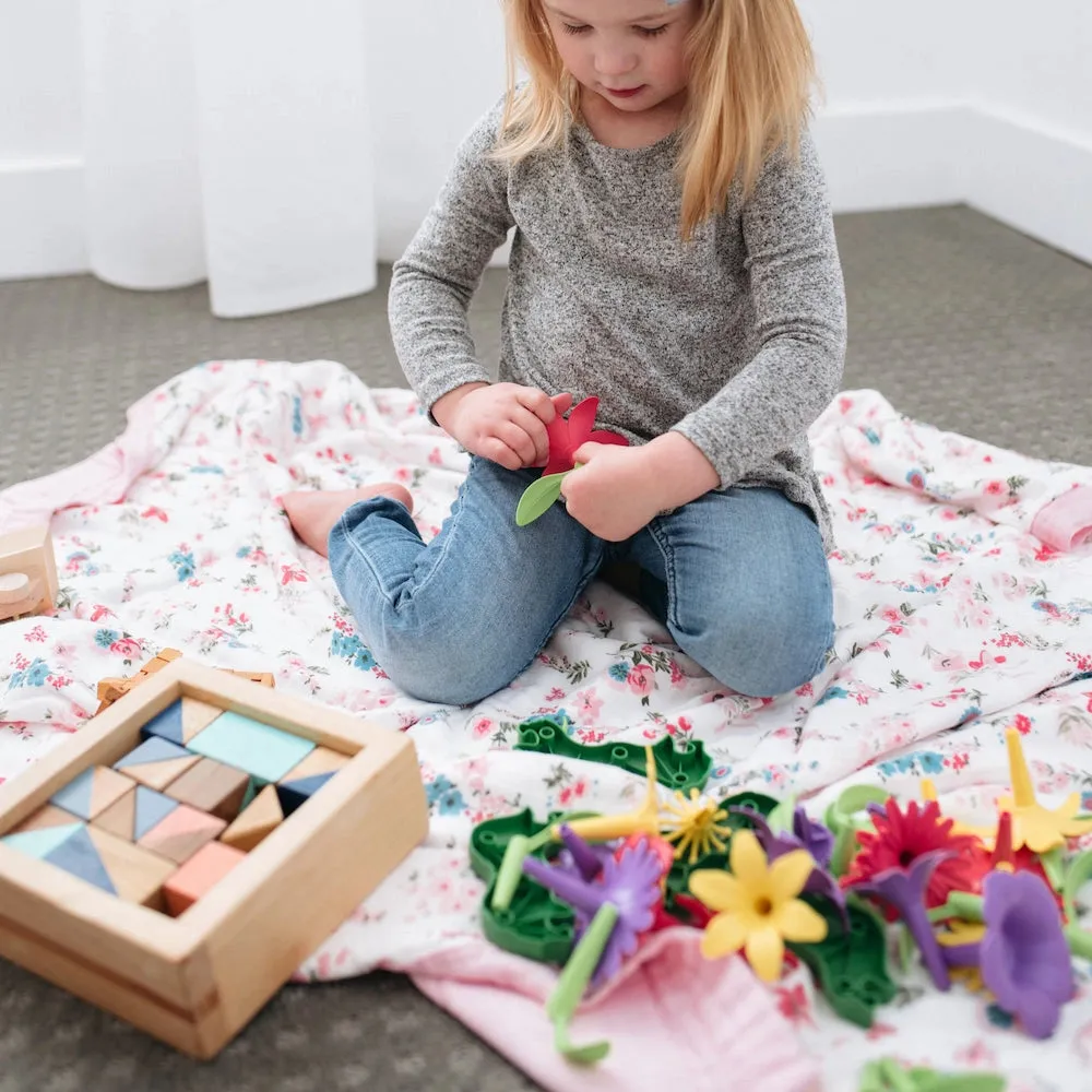 Pastel Floral 4 Layer Bamboo Muslin Quilted Blanket