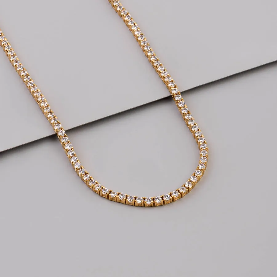 Pave 18K Gold Vermeil Tennis Necklace