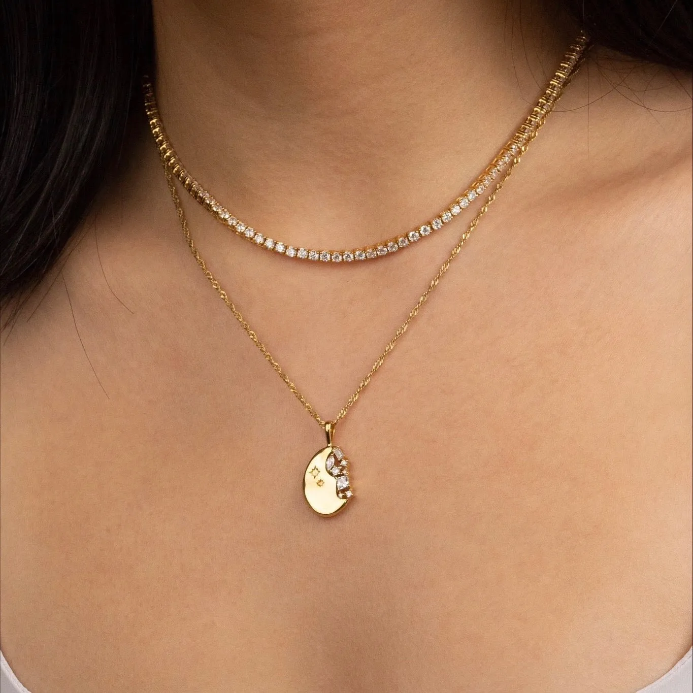 Pave 18K Gold Vermeil Tennis Necklace