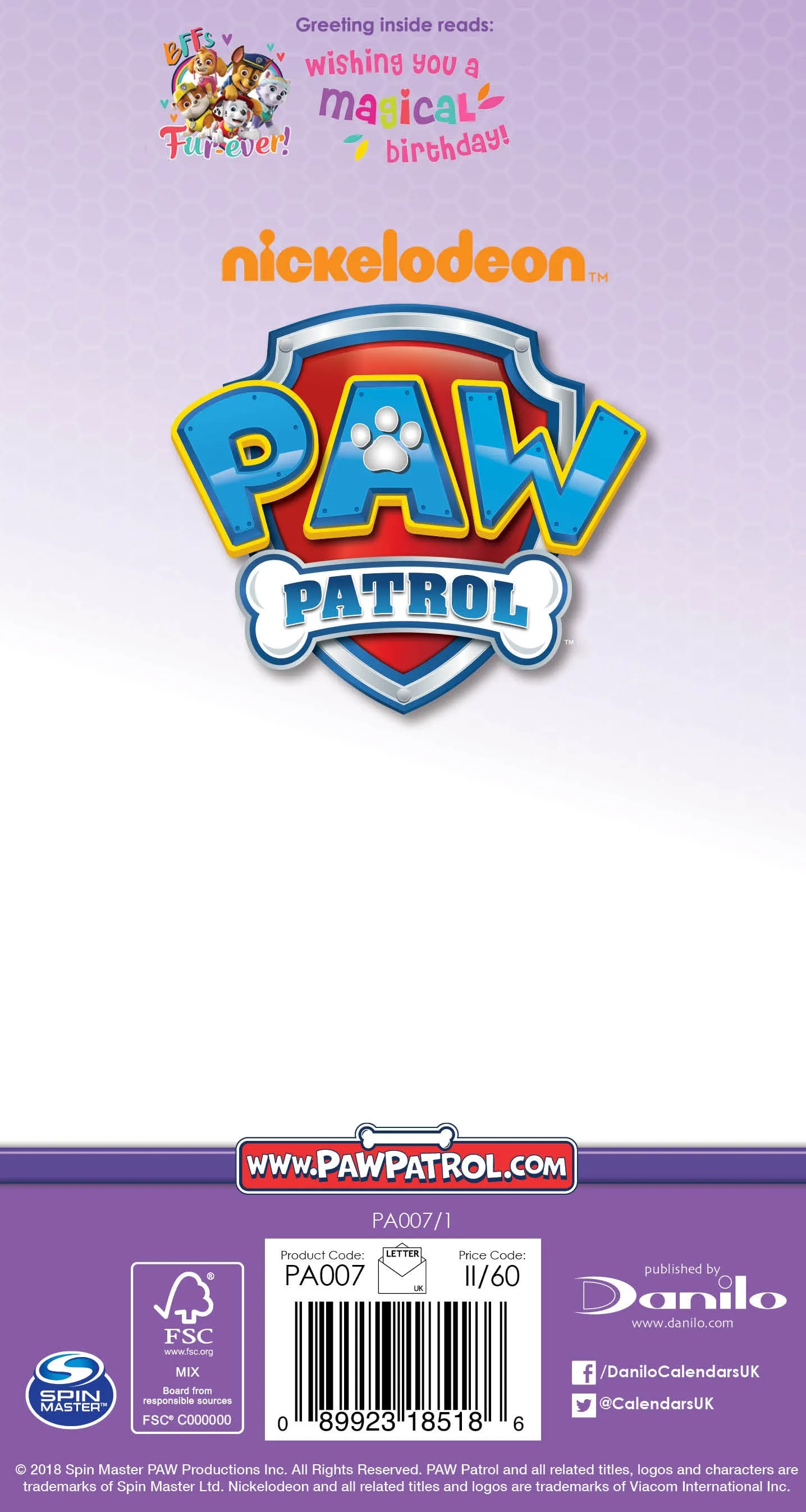 Paw Patrol Girl Birthday Card