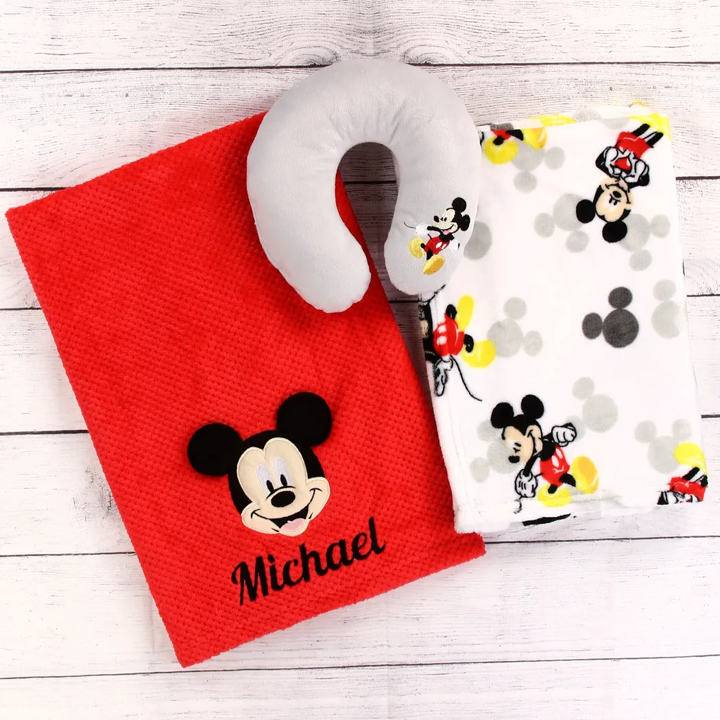 Personalized Disney Baby Blanket 3-Piece Gift Set - Mickey Mouse