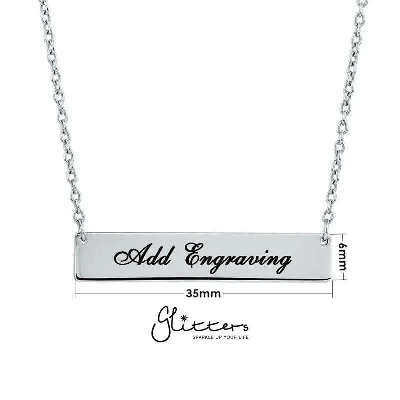 Personalized Sterling Silver Horizontal Name Bar Necklace - Medium