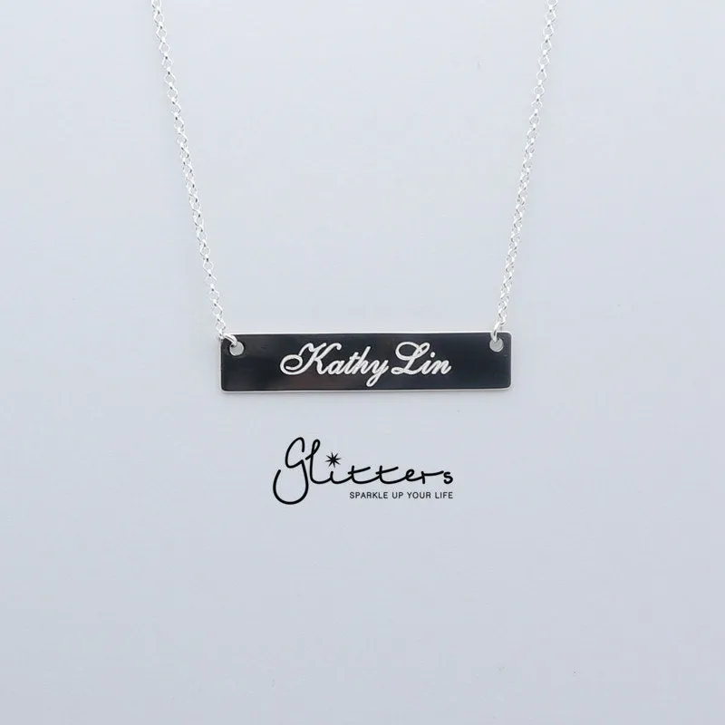 Personalized Sterling Silver Horizontal Name Bar Necklace - Medium