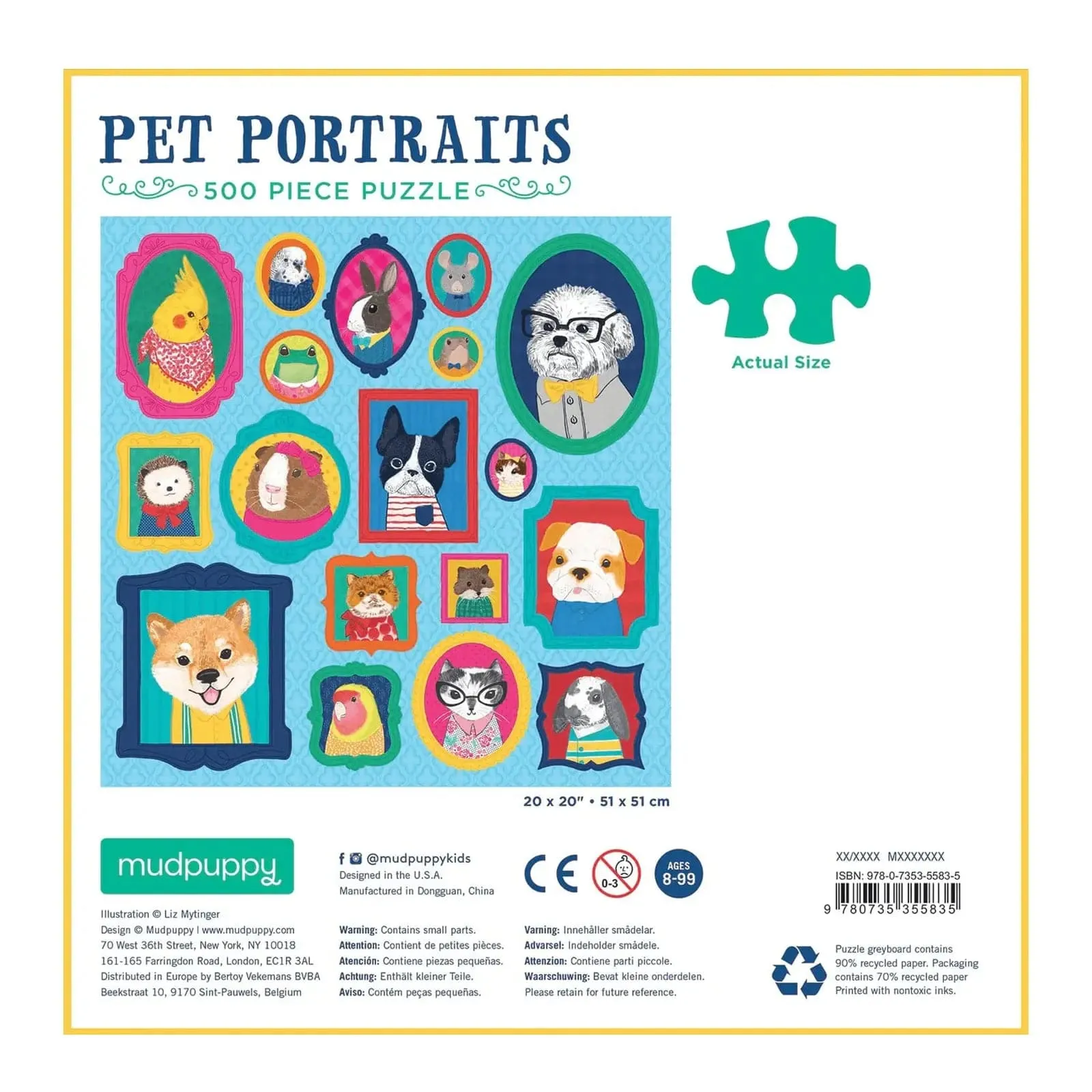 Pet Portraits Jigsaw Puzzle Dogs Cats Birds Rabbits 500 Pieces