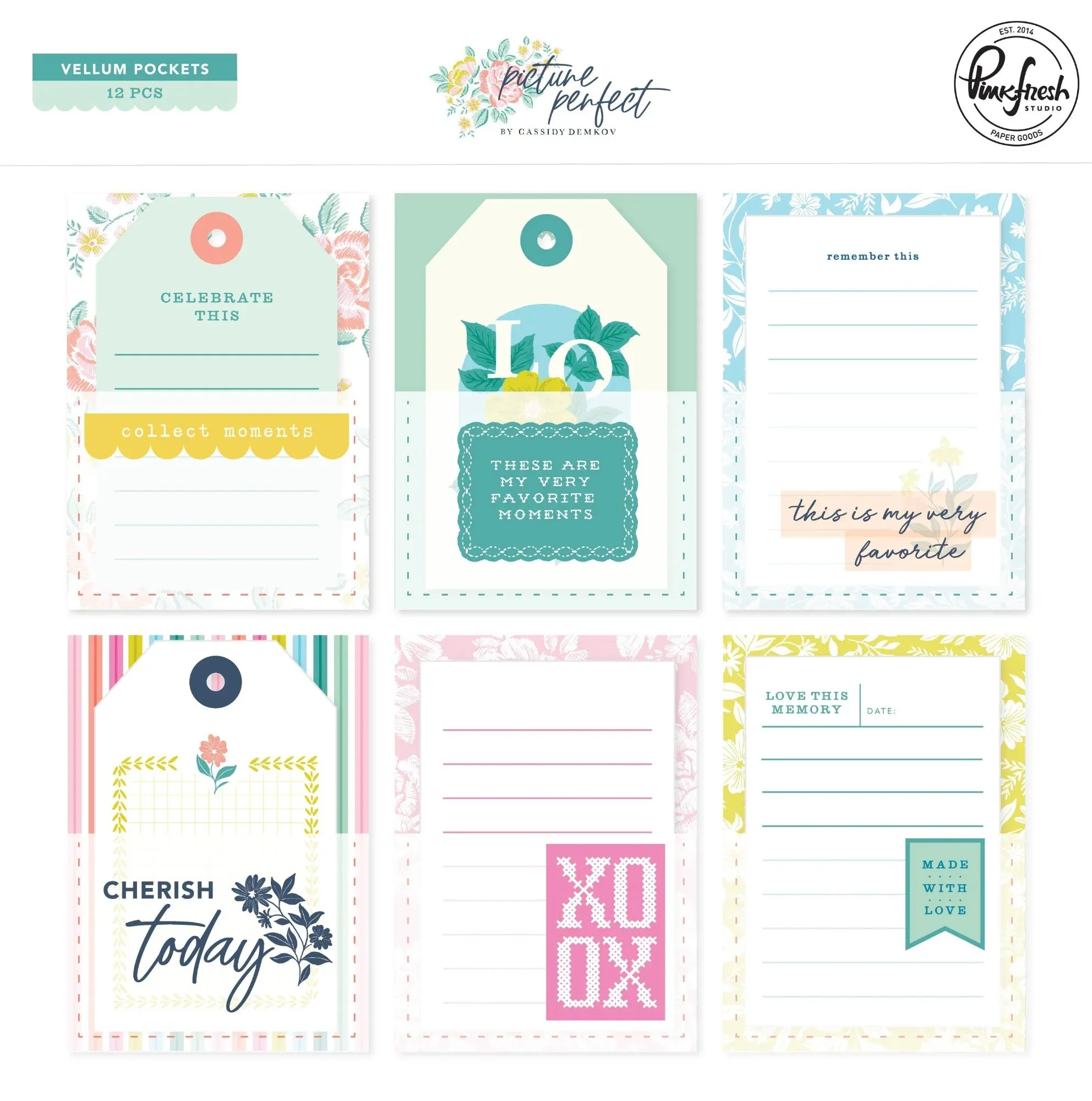 Pinkfresh Studio Vellum Die-Cuts Ephemera Pack 12/Pkg Picture Perfect