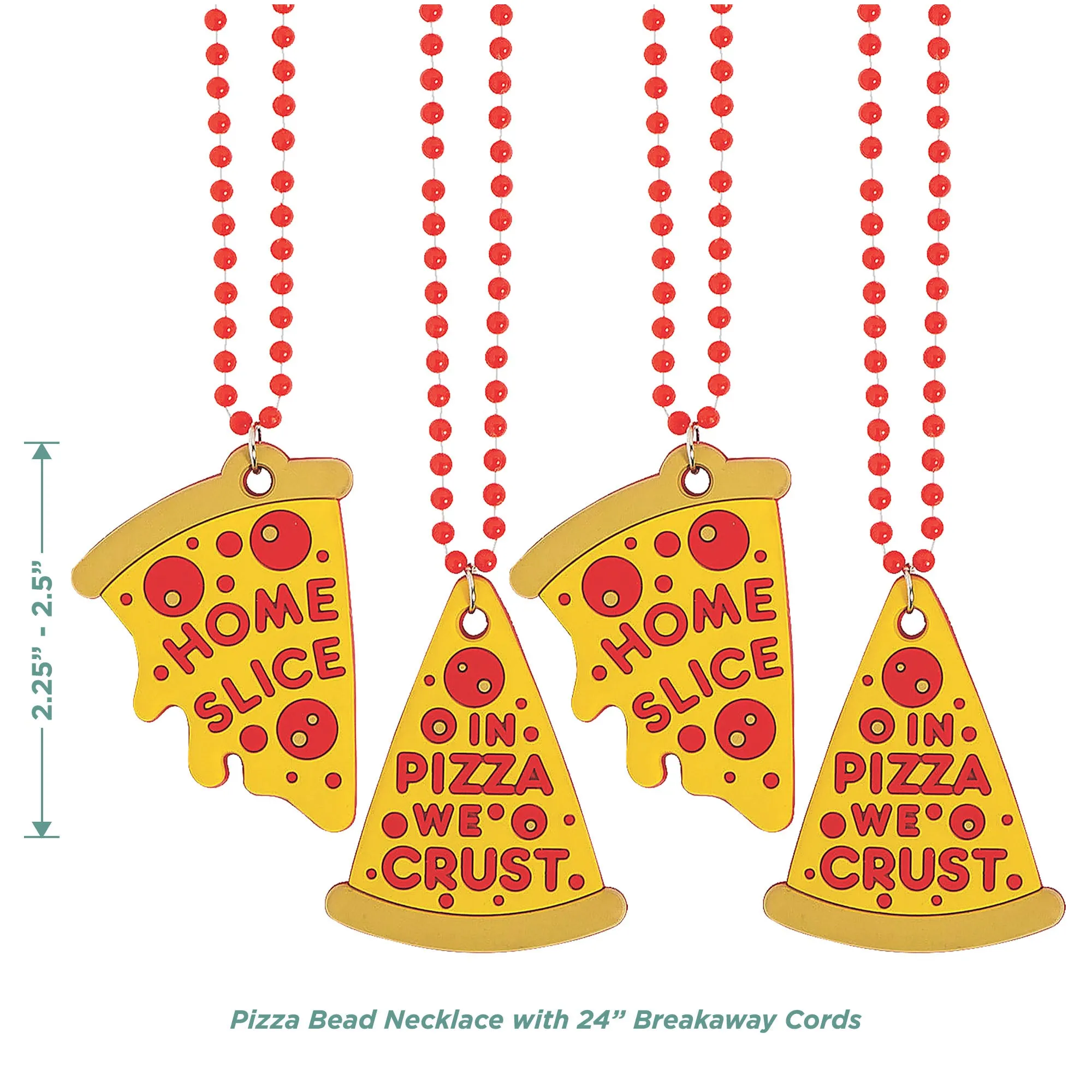 Pizza Party Favors - Pizza Shaped Whistles and Bead Necklaces for 12 Guests