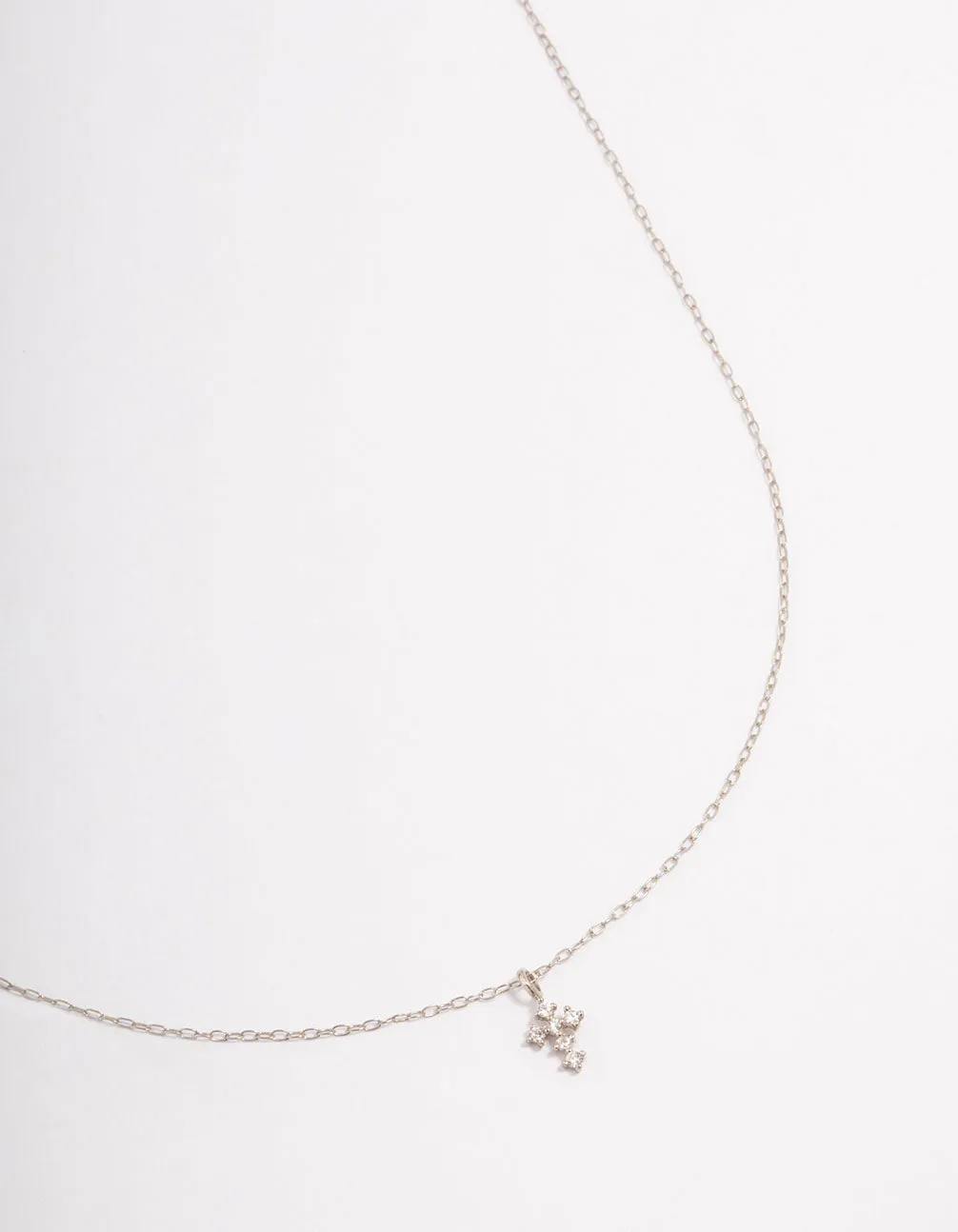 Platinum Sterling Silver Cross Cubic Zirconia Pendant Necklace