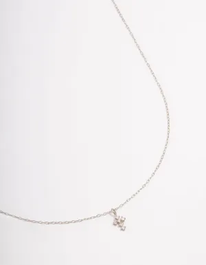 Platinum Sterling Silver Cross Cubic Zirconia Pendant Necklace