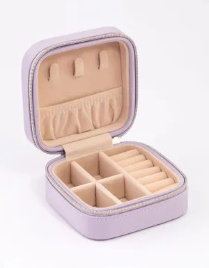 Purple Faux Leather Iridescent Square Jewellery Case