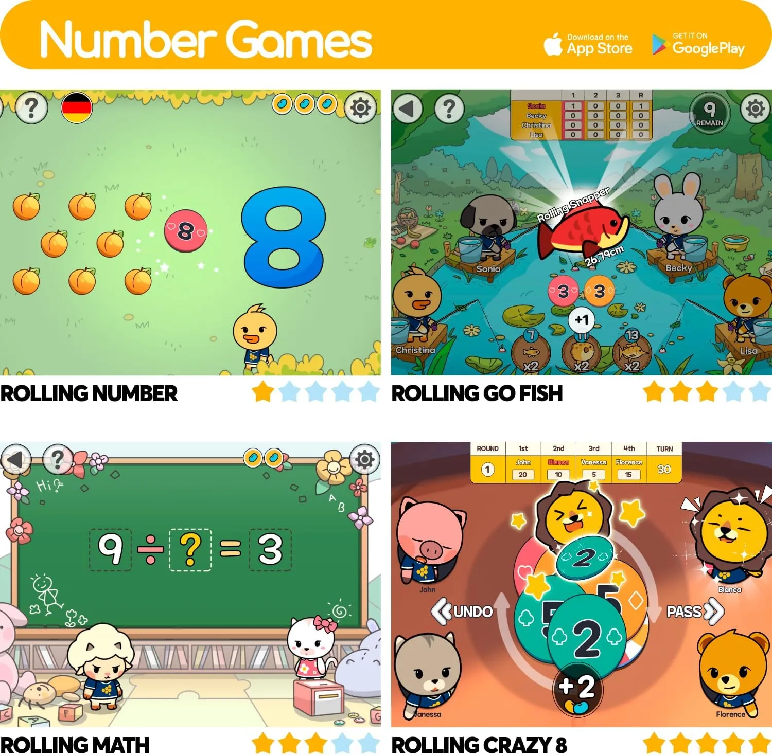 RollingSeeds – Alphabet & Numbers Games