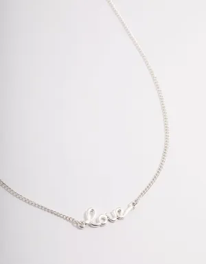 Silver Love Script Necklace