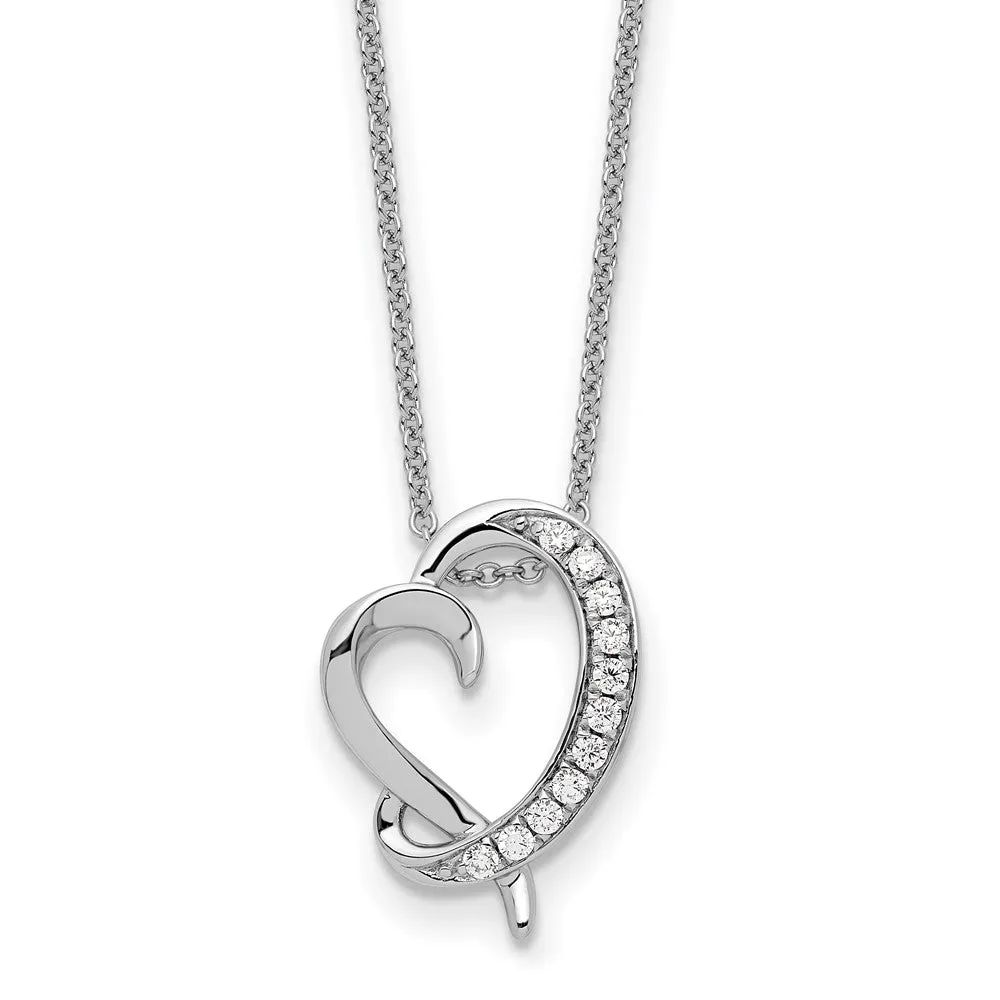 Sterling Silver CZ Antiqued With Love Your Son Heart 18" Necklace