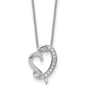 Sterling Silver CZ Antiqued With Love Your Son Heart 18" Necklace