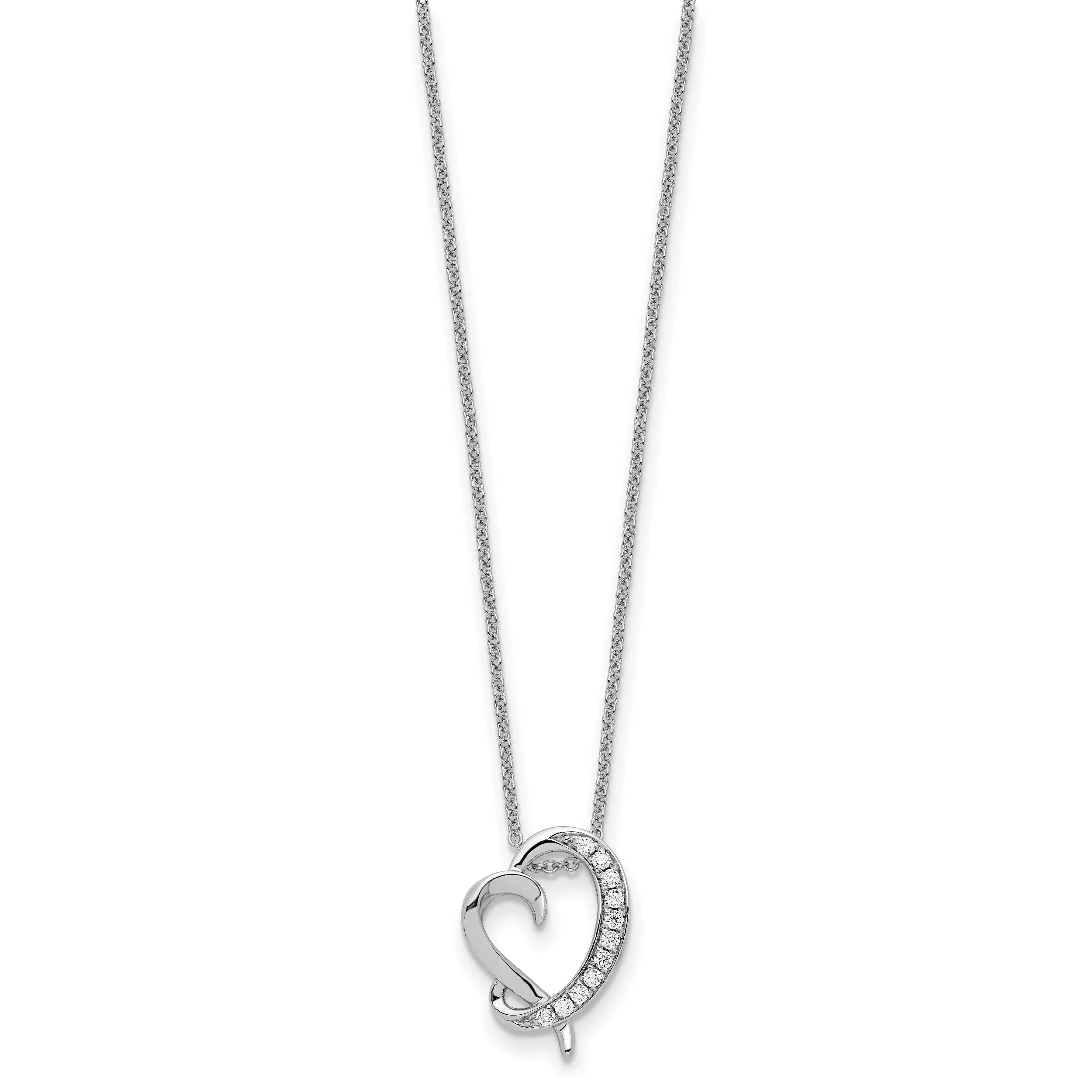 Sterling Silver CZ Antiqued With Love Your Son Heart 18" Necklace