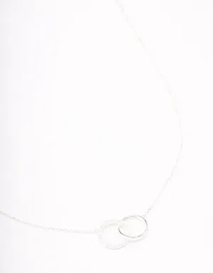 Sterling Silver Pave Link Hoop Pendant Necklace