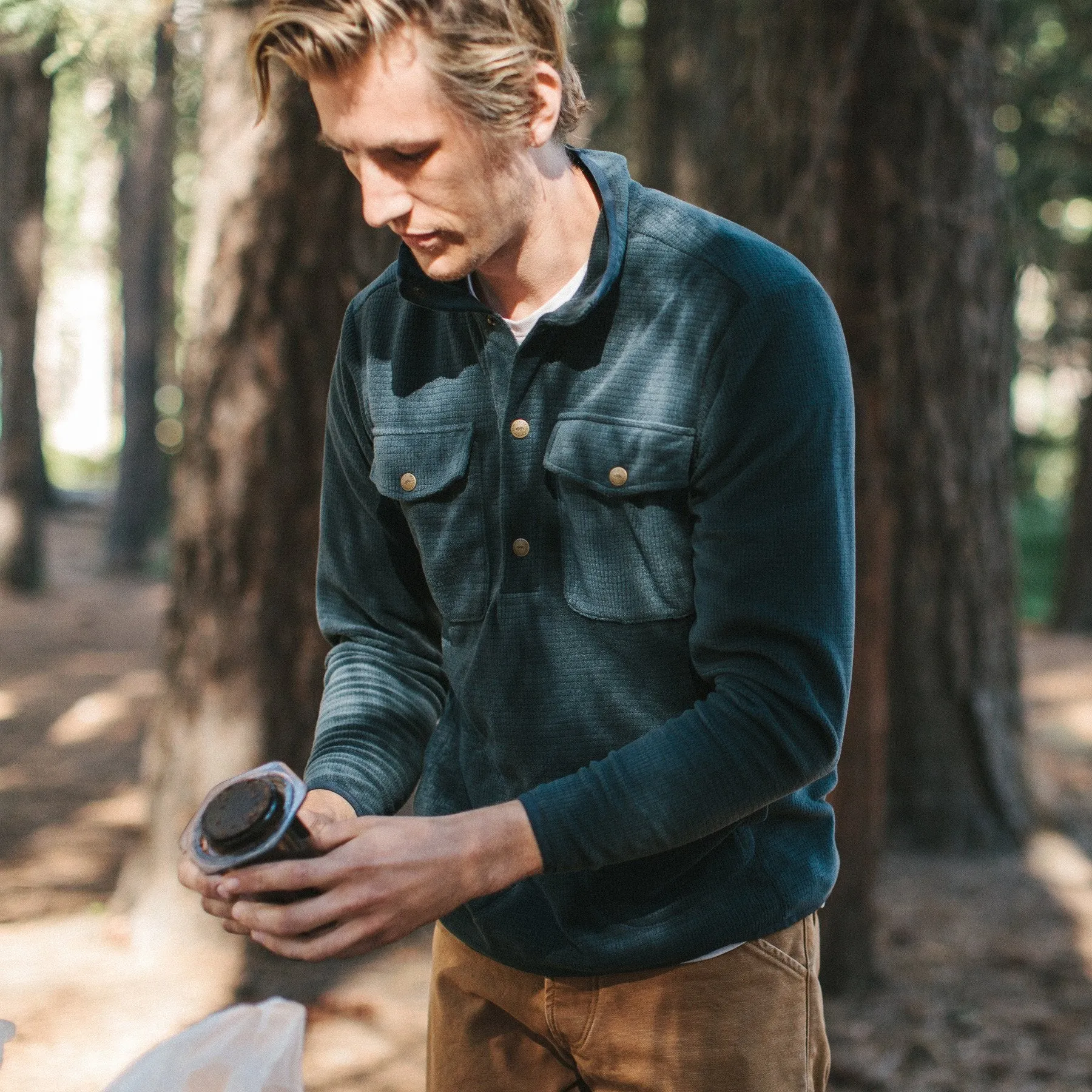 The Pack Pullover in Midnight Polartec Fleece