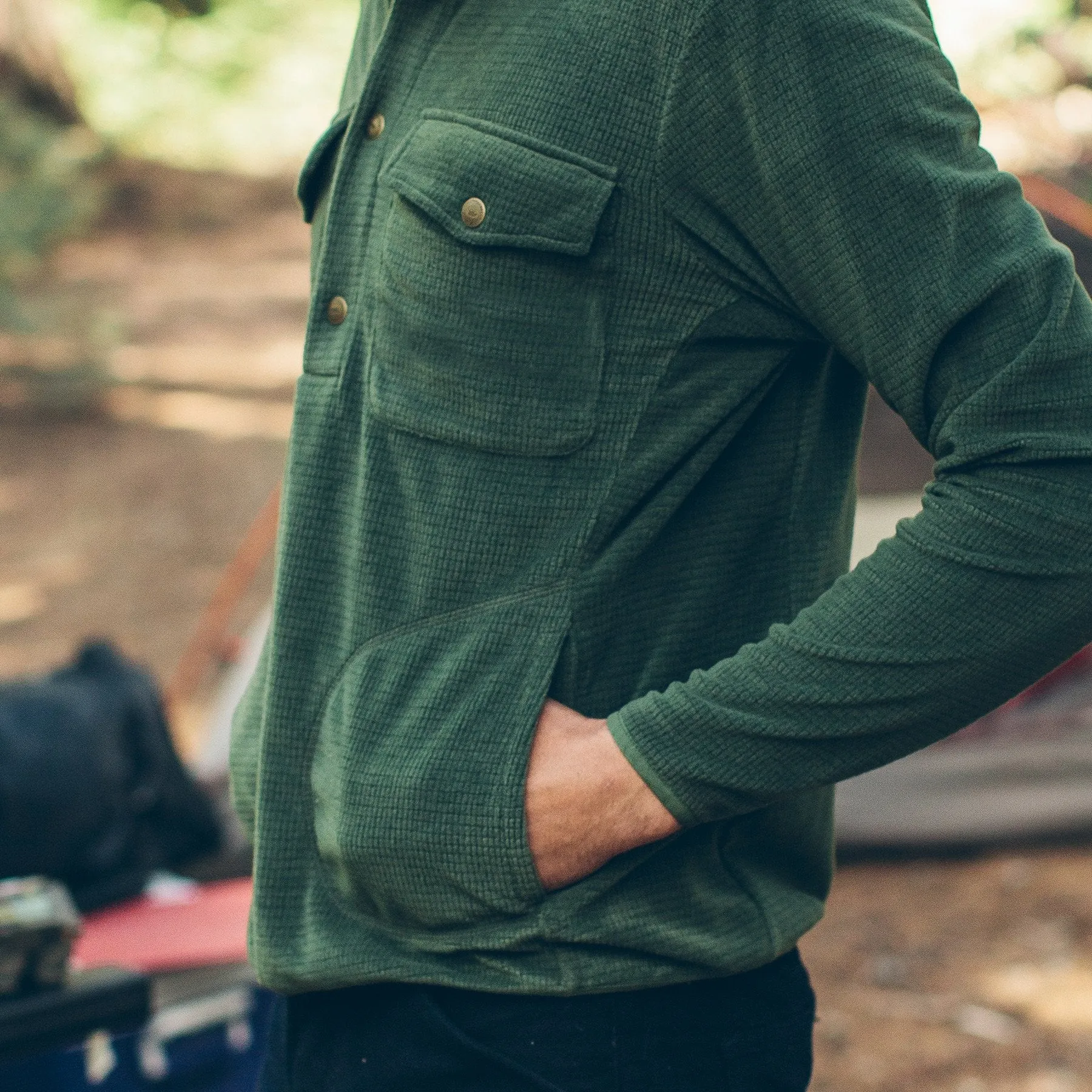 The Pack Pullover in Olive Polartec Fleece