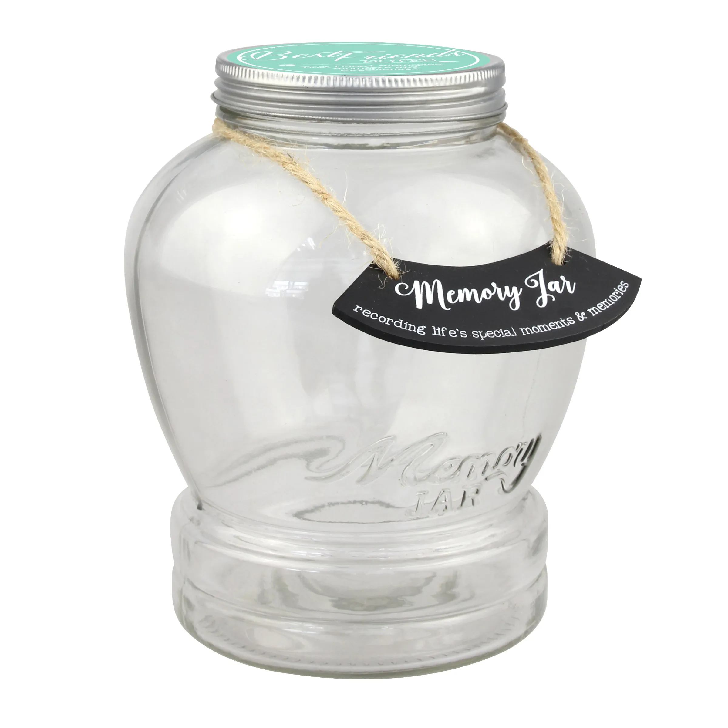 Top Shelf Best Friends Memory Jar With 180 Tickets, Pen, and Decorative Lid