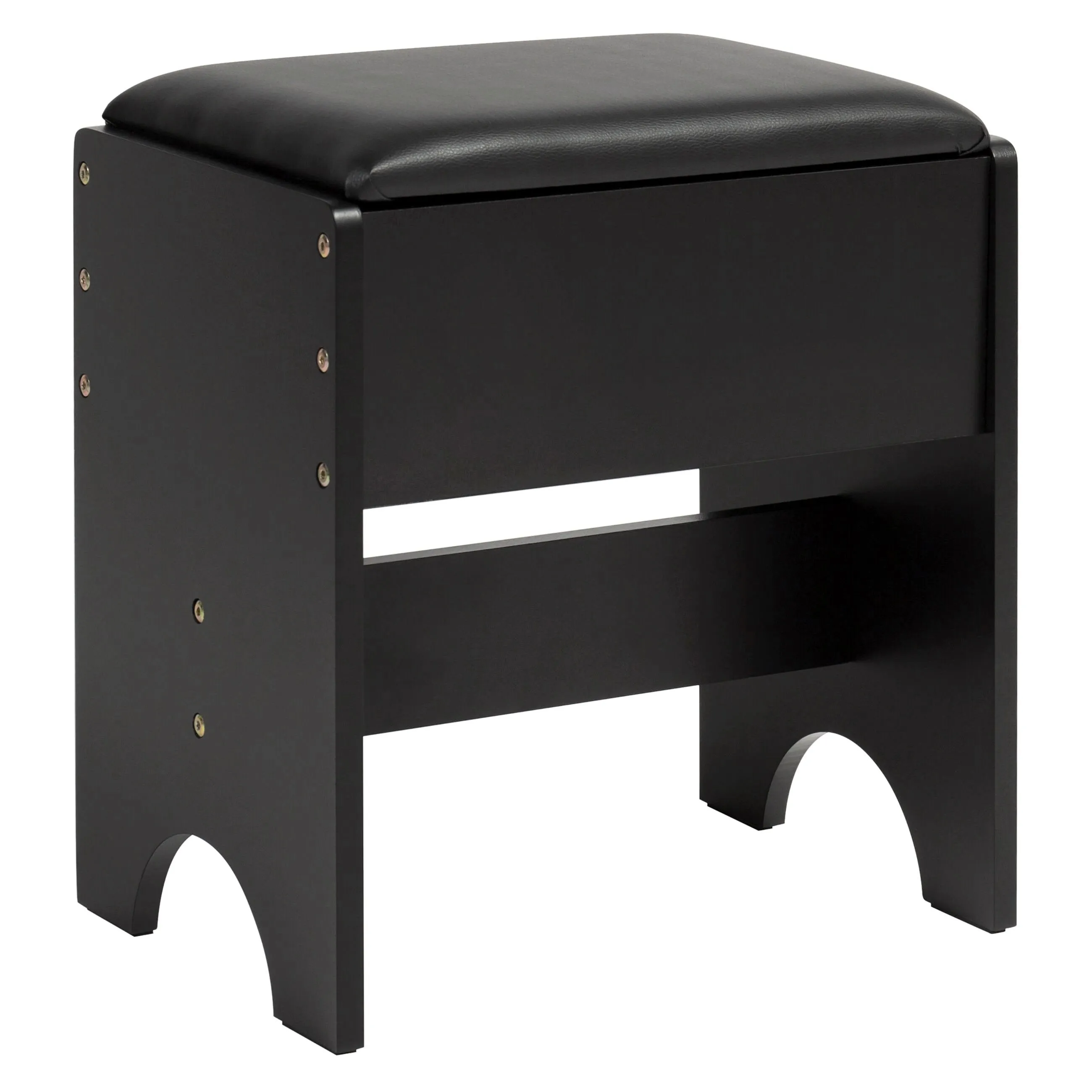 Vanity Dressing Table Set w/ Mirror, Stool, Storage Boxes - Black