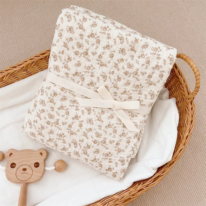 Vintage Floral Cotton Muslin Baby Blankets - Camellia