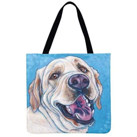 Women Dog Printed Shoulder Tote Foldable Reusable Shopping/ Beach Bag