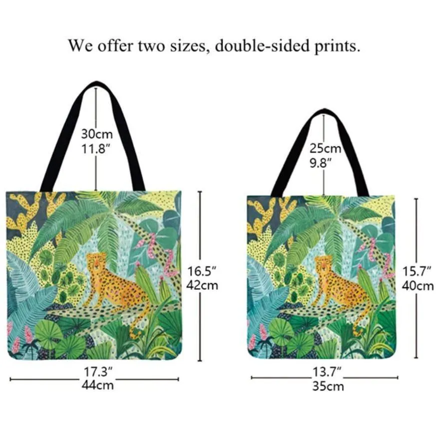 Women Dog Printed Shoulder Tote Foldable Reusable Shopping/ Beach Bag